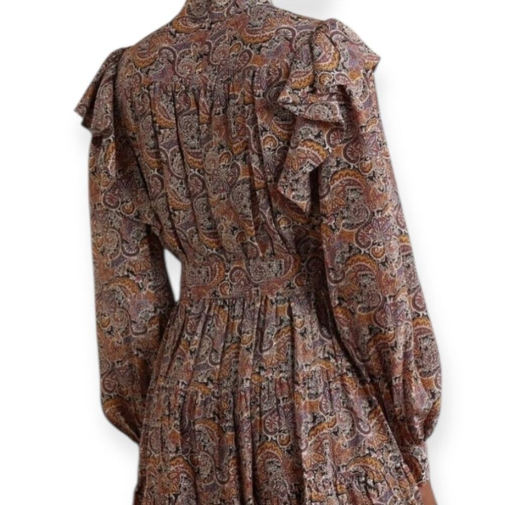 Ulla Johnson Whimsical Silk Reema Dress Goldenrod Paisley | Size 4 - Picture 7 of 16